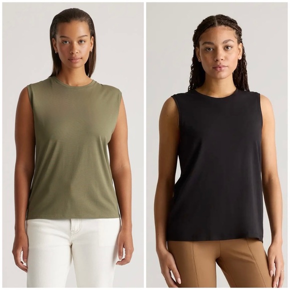 Quince Tops - Quince 2 Tank Set Cotton Modal Muscle Tank Size Small